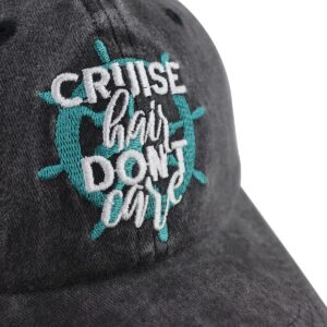 Cruise Essentials for Men Women, Cruise Hair Don't Care Hat, Adjustable Washed Cotton Embroidered Boat Sun Beach Baseball Cap, Christams Birthday Gifts for Mom Dad Friend Captain Sailors Cruise Lovers