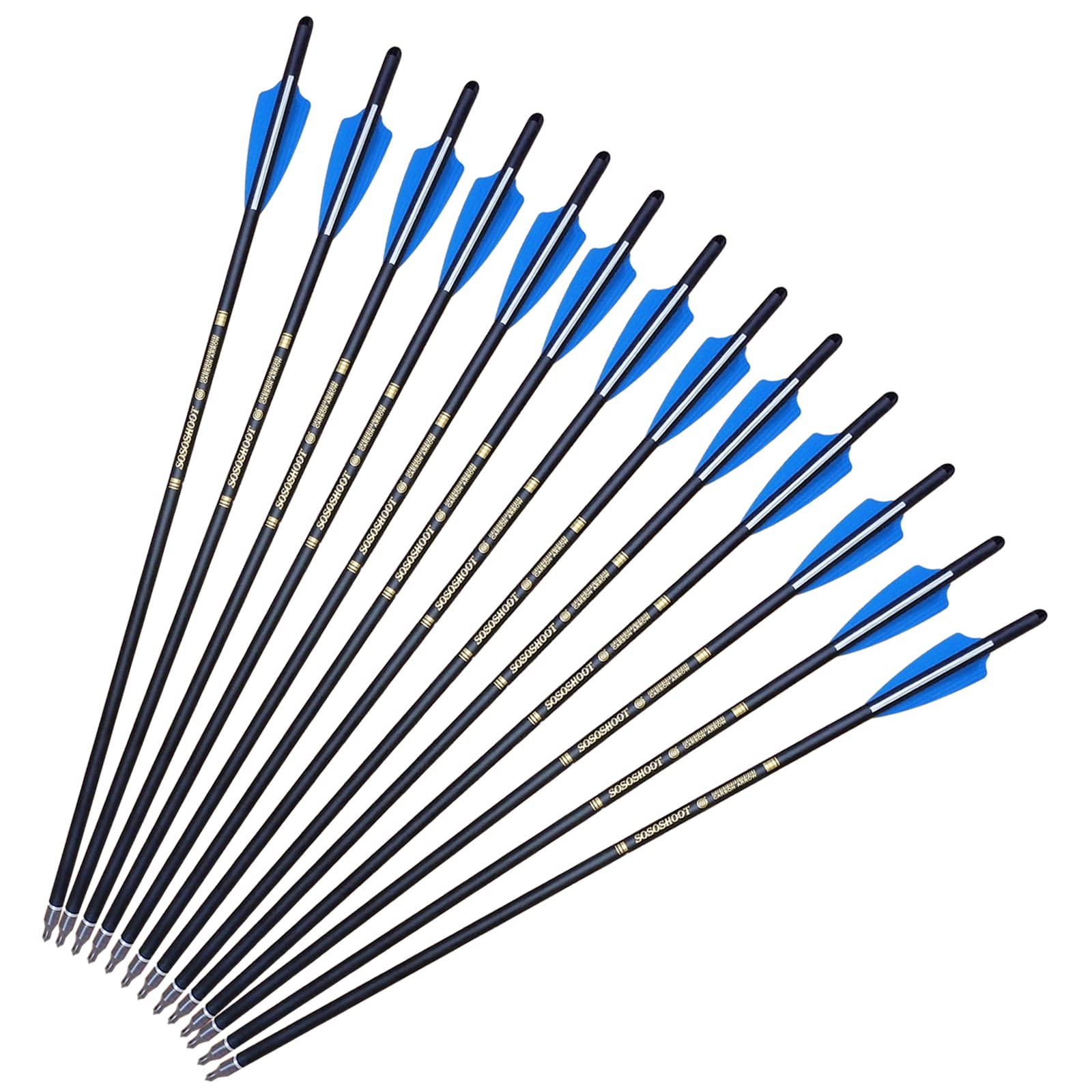 e5e10 20"/22'' Crossbow Bolts Carbon Arrows 8mm Shaft Half Moon Nocks with Replaceable Screw-in Broadhead for Crossbow Hunting Target Practice Outdoor Gift, 12Pcs (20inch New)