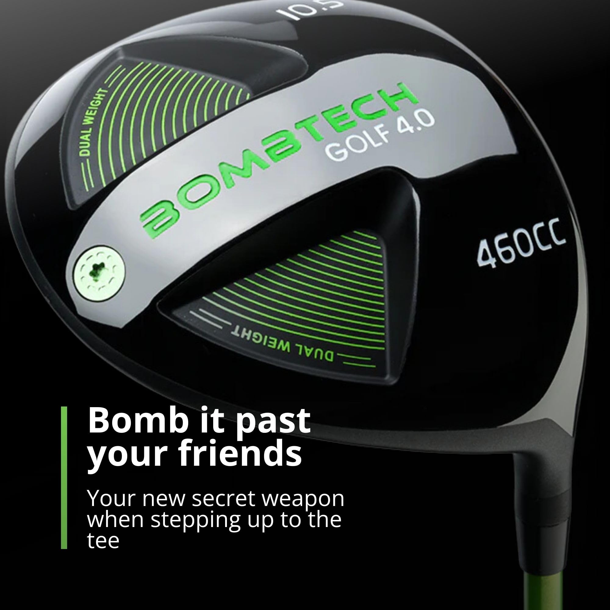 BombTech Golf - 4.0 Driver and 3 Wood Bundle (10.5 Regular) - Premium Golf Wood Set for Men - Easy to Hit Off Tee - Max Forgiveness and Accuracy