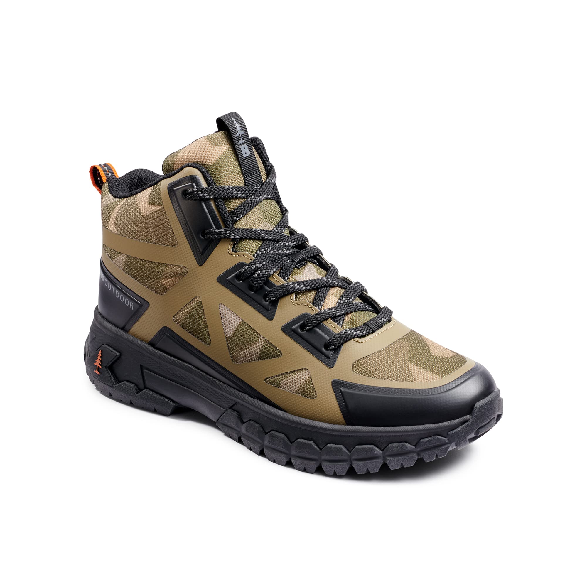 BASS OUTDOOR Men's Peak Seamless Ankle Hiking Boot, CAMO GRN/BLK, 10