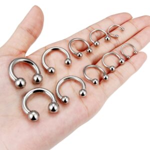 Ocptiy 6G 8G 12G 14G 16G Ear Earrings Gauges Septum Nose Plugs Tunnels Stretching Kit Surgical Stainless Steel Large Big Wide Septum Eyebrow Lip Belly Ring Cartilage Helix Tragus Earring Piercing Kit