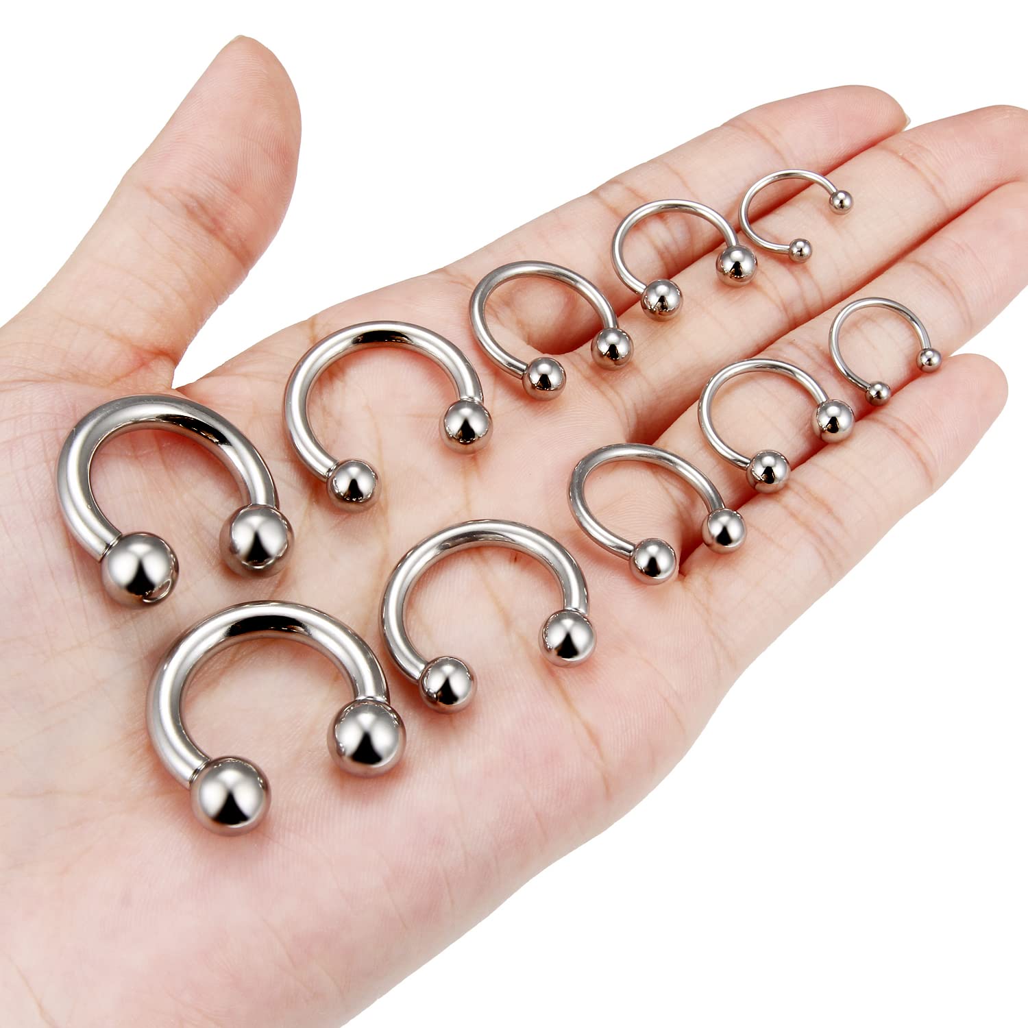 Ocptiy 6G 8G 12G 14G 16G Ear Earrings Gauges Septum Nose Plugs Tunnels Stretching Kit Surgical Stainless Steel Large Big Wide Septum Eyebrow Lip Belly Ring Cartilage Helix Tragus Earring Piercing Kit