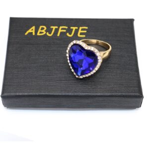 ABJFJE Oval Zircon Crystal Cocktail Statement Ring Rhinestone Stacking Wedding Engagement Anniversary Band Rings Fashion Jewelry Accessories for Women Gift (Blue Heart, 8)