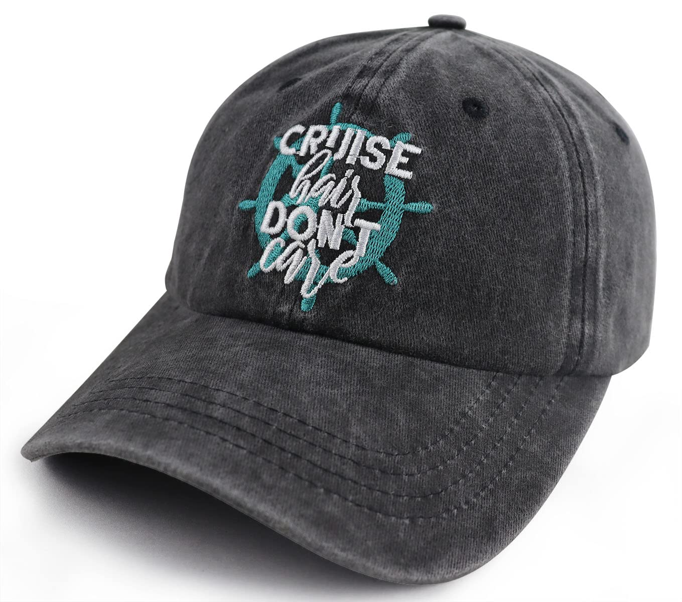 Cruise Essentials for Men Women, Cruise Hair Don't Care Hat, Adjustable Washed Cotton Embroidered Boat Sun Beach Baseball Cap, Christams Birthday Gifts for Mom Dad Friend Captain Sailors Cruise Lovers