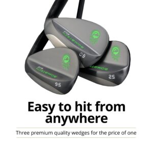 BombTech - Premium Golf Wedge Set - 52, 56, 60 Degrees Golf Wedges - Max Groove for Increased Spin - Black Wedges…