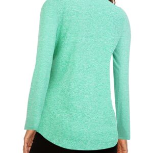 Koscacy V Neck Top Women, Golf Tennis Shirt Breathable Zipper Running Workout Outdoor Tops Yoga Biking Daily Casual Wear Aline Soft Shirts Green XX-Large