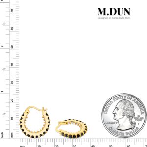 M.DUN - Hoop Earrings For Women 925 Stering Silver Post 18K Gold Plated CZ Micro Pave Dainty Round Chunky Silver Gold Multicolors Cubic Zirconia (hoop_black_S)