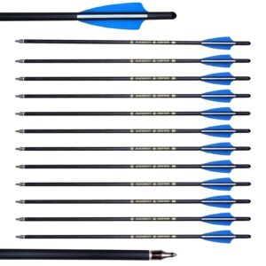 e5e10 20"/22'' Crossbow Bolts Carbon Arrows 8mm Shaft Half Moon Nocks with Replaceable Screw-in Broadhead for Crossbow Hunting Target Practice Outdoor Gift, 12Pcs (20inch New)