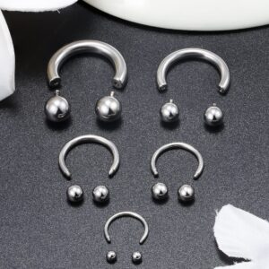 Ocptiy 6G 8G 12G 14G 16G Ear Earrings Gauges Septum Nose Plugs Tunnels Stretching Kit Surgical Stainless Steel Large Big Wide Septum Eyebrow Lip Belly Ring Cartilage Helix Tragus Earring Piercing Kit