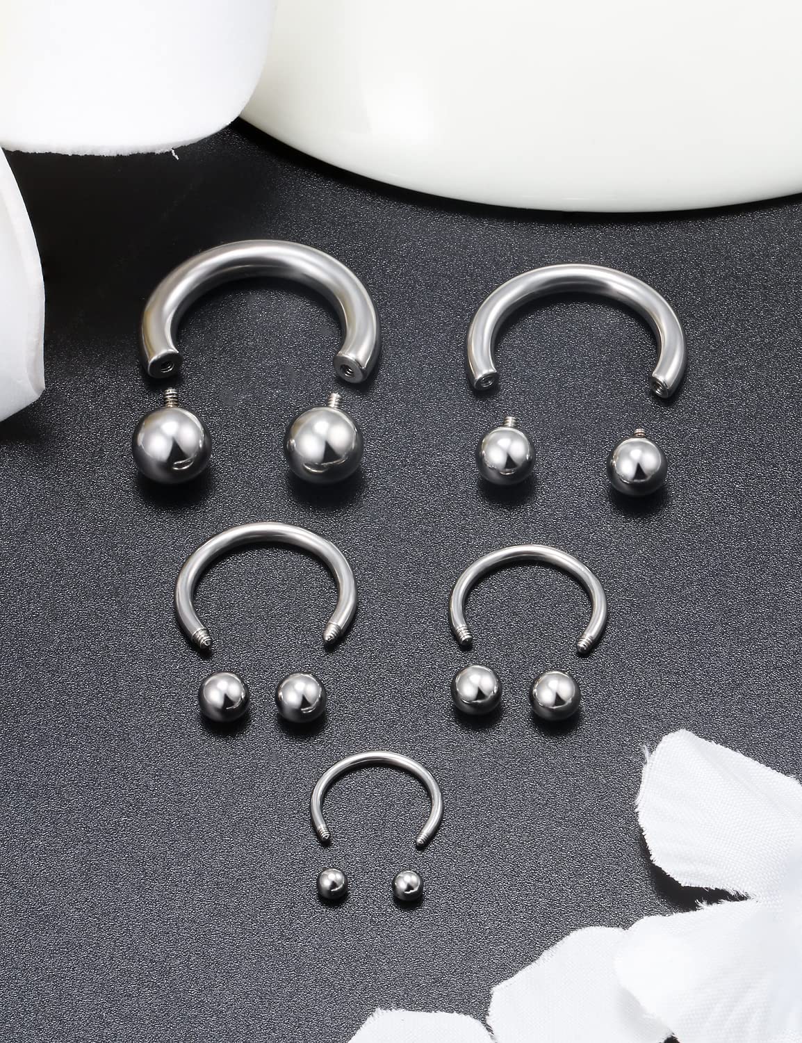 Ocptiy 6G 8G 12G 14G 16G Ear Earrings Gauges Septum Nose Plugs Tunnels Stretching Kit Surgical Stainless Steel Large Big Wide Septum Eyebrow Lip Belly Ring Cartilage Helix Tragus Earring Piercing Kit