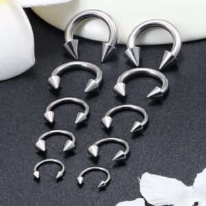 Ocptiy 6G 8G 12G 14G 16G Ear Earrings Gauges Septum Nose Plugs Tunnels Stretching Kit Surgical Stainless Steel Large Big Wide Septum Eyebrow Lip Belly Ring Cartilage Helix Tragus Earring Piercing Kit