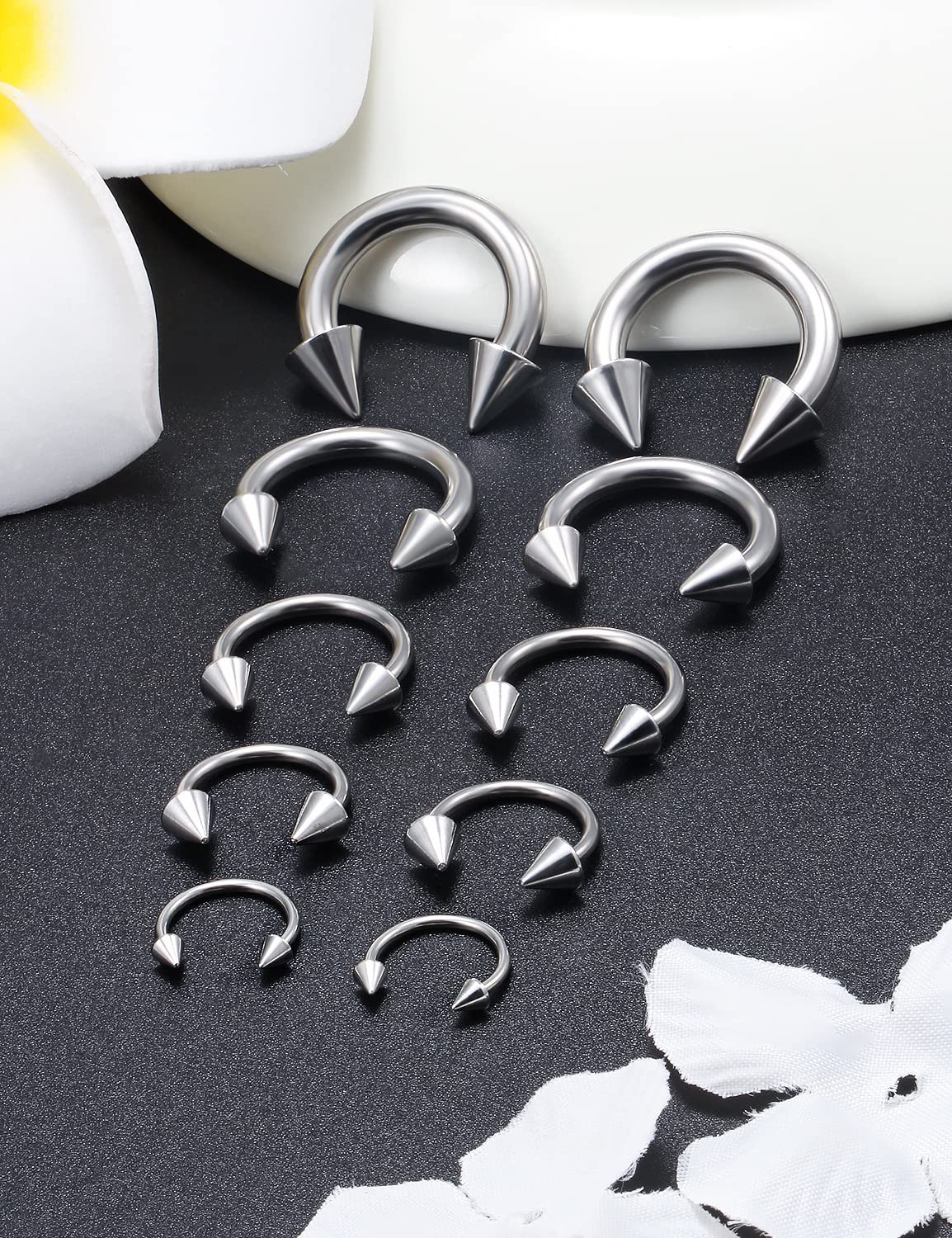 Ocptiy 6G 8G 12G 14G 16G Ear Earrings Gauges Septum Nose Plugs Tunnels Stretching Kit Surgical Stainless Steel Large Big Wide Septum Eyebrow Lip Belly Ring Cartilage Helix Tragus Earring Piercing Kit