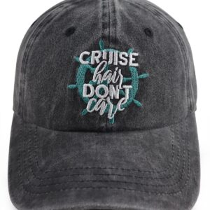 Cruise Essentials for Men Women, Cruise Hair Don't Care Hat, Adjustable Washed Cotton Embroidered Boat Sun Beach Baseball Cap, Christams Birthday Gifts for Mom Dad Friend Captain Sailors Cruise Lovers