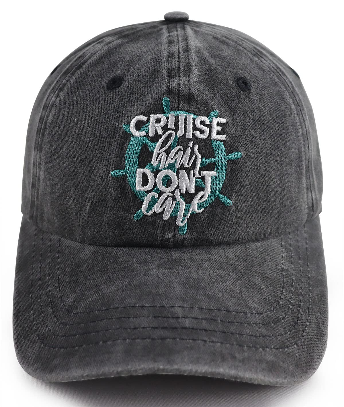 Cruise Essentials for Men Women, Cruise Hair Don't Care Hat, Adjustable Washed Cotton Embroidered Boat Sun Beach Baseball Cap, Christams Birthday Gifts for Mom Dad Friend Captain Sailors Cruise Lovers