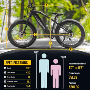 Sarahbridal Electric Mountain Bike for Adults Electric Bike 26 inch*4.0'' Fat Tire E-Bikes with 48V 15ah 750W Motor Removable Cells Battery Snow Beach Mountain E Bike Shimano 7-Speed