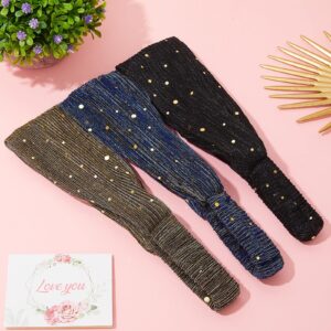 6 Pcs Boho Bling Sequin Headbands - Wide Stretchy African Head Wraps, Elastic Turban Headbands for Women, Yoga, Running & Sports