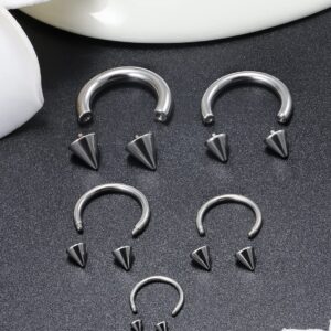 Ocptiy 6G 8G 12G 14G 16G Ear Earrings Gauges Septum Nose Plugs Tunnels Stretching Kit Surgical Stainless Steel Large Big Wide Septum Eyebrow Lip Belly Ring Cartilage Helix Tragus Earring Piercing Kit