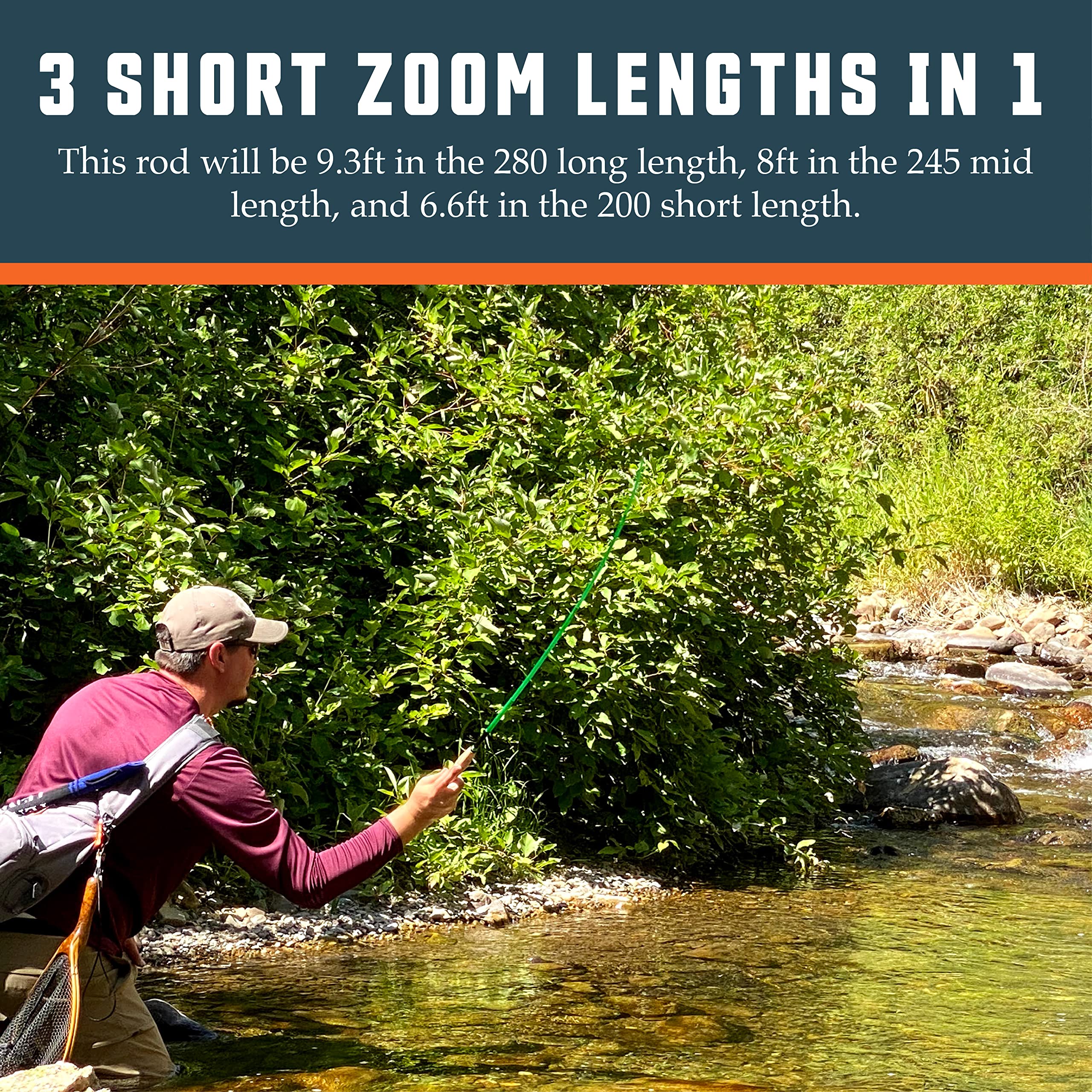 DRAGONtail Foxfire zx280 Zoom Zoom Fiberglass - Hybrid Tenkara Rod, with Level Line Kit - Blue