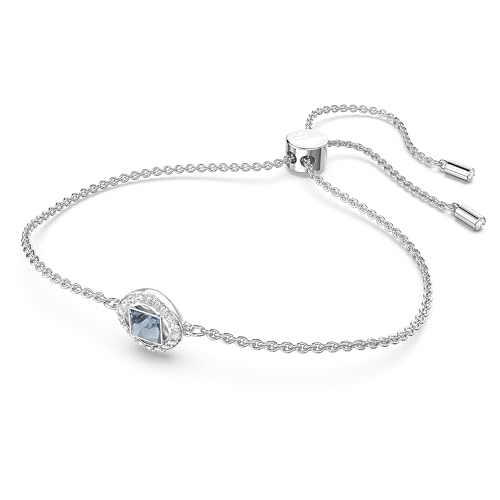 SWAROVSKI Una Angelic Bracelet, Square cut, Dark Blue, Clear Crystal, Rhodium Finish