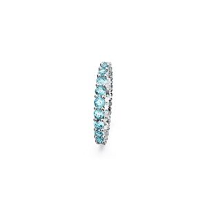 SWAROVSKI Matrix Vittore Ring, Aquamarine-Blue Crystals on a Rhodium Finished Band, Size 7, Part of the Matrix Vittore Collection