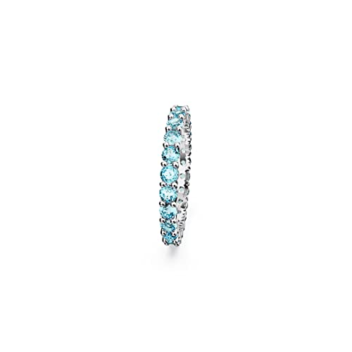 SWAROVSKI Matrix Vittore Ring, Aquamarine-Blue Crystals on a Rhodium Finished Band, Size 8, Part of the Matrix Vittore Collection