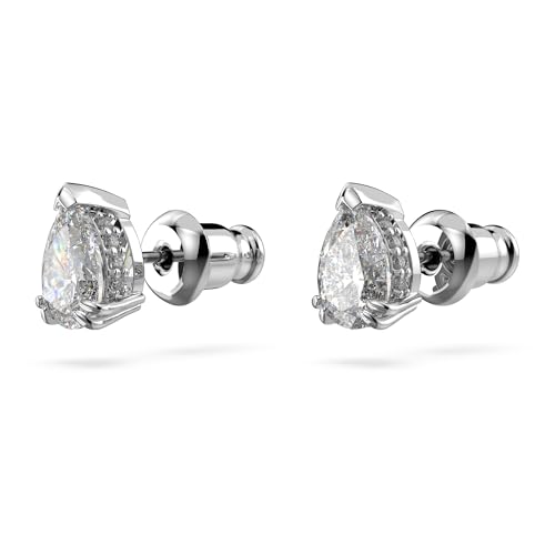 Swarovski Stilla Stud Earrings, Pear Cut, Clear Crystals, Rhodium Finish