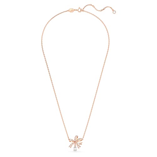 SWAROVSKI Hyperbola Pendant Necklace, Bow-Inspired Pendant with Clear Crystals on a Rose-Gold Tone Finished Chain, Part of the Hyperbola Collection