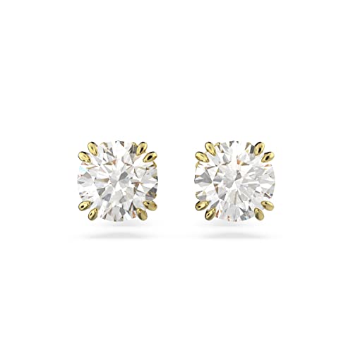 SWAROVSKI Constella Stud Earrings, Round Cut, Clear Crystals, Gold-tone Finish, Part of the Constella Collection