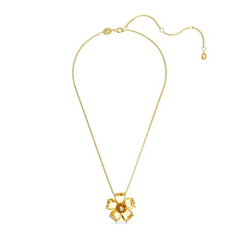 SWAROVSKI Florere Necklace with Flower Motif and Yellow Crystal Petals on a Gold-Tone Finished Chain, Part of the Florere Collection