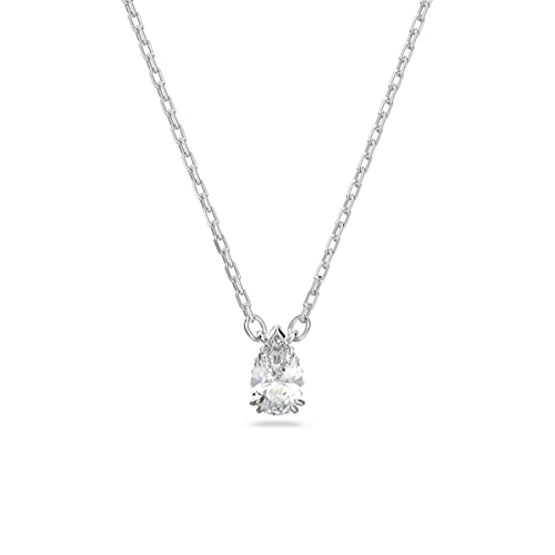 SWAROVSKI Stilla Pendant, Pear cut, White, Rhodium Finish