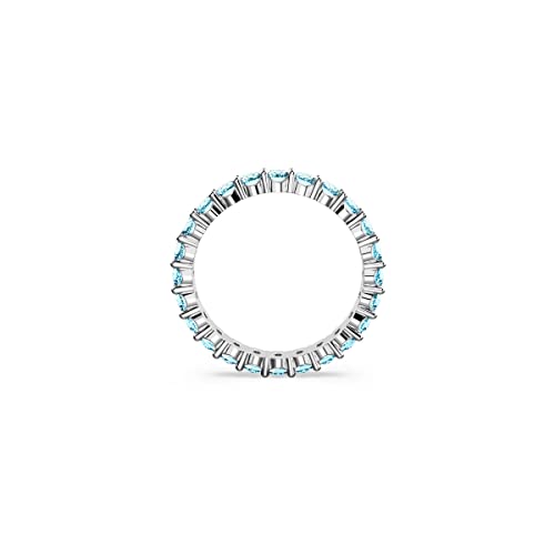 SWAROVSKI Matrix Vittore Ring, Aquamarine-Blue Crystals on a Rhodium Finished Band, Size 8, Part of the Matrix Vittore Collection