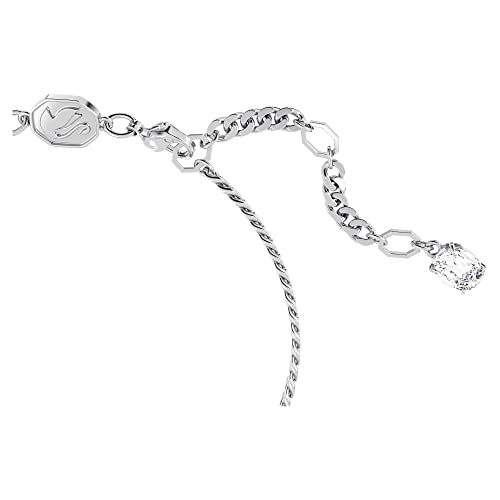 SWAROVSKI Matrix Bracelet, Woven Heart-Shaped Motif with Clear Crystals on a Rhodium Finished Chain, Part of the Matrix Collection