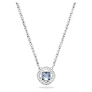 swarovski una angelic necklace, square cut blue crystal on a rhodium finished setting, part of the una angelic collection