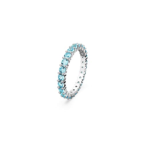 SWAROVSKI Matrix Vittore Ring, Aquamarine-Blue Crystals on a Rhodium Finished Band, Size 7, Part of the Matrix Vittore Collection