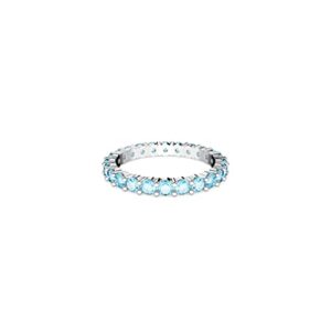 swarovski matrix vittore ring, aquamarine-blue crystals on a rhodium finished band, size 7, part of the matrix vittore collection