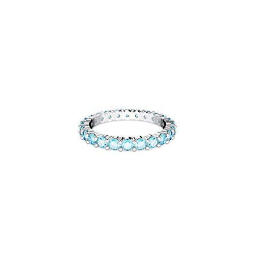 SWAROVSKI Matrix Vittore Ring, Aquamarine-Blue Crystals on a Rhodium Finished Band, Size 7, Part of the Matrix Vittore Collection