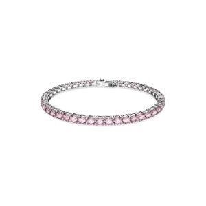 swarovski matrix tennis bracelet, round pink crystals on rhodium finished band, size m, part of the matrix collection