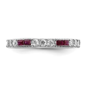 IceCarats 925 Sterling Silver Created Red Ruby Round Cubic Zirconia CZ Ring July Birthstone Jewelry Size 8