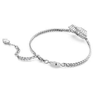 SWAROVSKI Matrix Bracelet, Woven Heart-Shaped Motif with Clear Crystals on a Rhodium Finished Chain, Part of the Matrix Collection