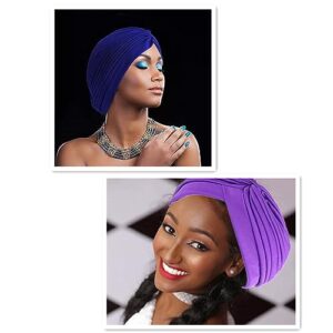 6 Pieces Women Turban Head Cover Wrap Chemo Cancer Cap African Beanie India's Hat for Women Girl (Combination B)