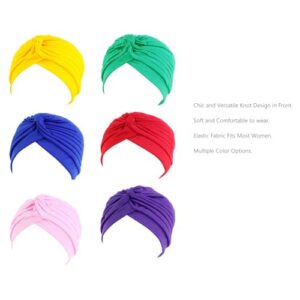 6 Pieces Women Turban Head Cover Wrap Chemo Cancer Cap African Beanie India's Hat for Women Girl (Combination B)