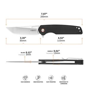 SUMACO Pocket for Men Knife EDC Tactical pocket Samurai Folding Knifes D2 Steel and G10 Black Handle Material Hunting Camping Outdoor Fishing and Everyday Survival Knife