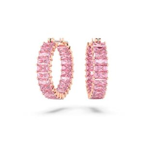 swarovski matrix hoop earrings with pink baguette-cut crystals on rose gold-tone finished settings, part of the swarovski matrix collection