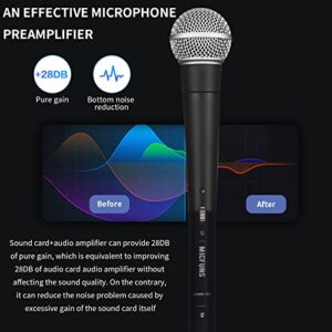 Micfuns M1 In-line Microphone Pream, Mic Booster Preamplifier with 28dB Gain for Dynamic and Passive Ribbon Microphones SM58 (Black)