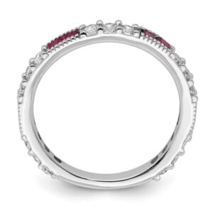 IceCarats 925 Sterling Silver Created Red Ruby Round Cubic Zirconia CZ Ring July Birthstone Jewelry Size 8