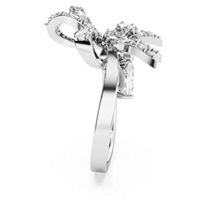 SWAROVSKI Volta Ring, Bow-Inspired Cocktail Ring with Clear Crystals on a Rhodium Finished Setting, Size 6, Part of the Volta Collection