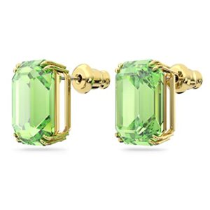 Swarovski Millenia Stud Earrings, Octagon Cut, Green Crystal, Gold-tone Finish