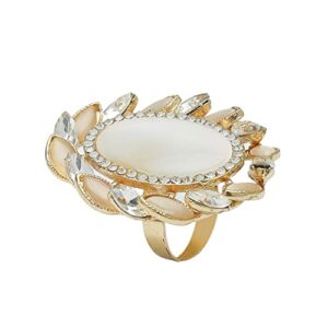 dtja vintage cz opal statement wedding ring for women gold plated big crystal cat's eye flower adjustable open band wrap christmas birthday cocktail party ring comfort fit exaggerated jewelry