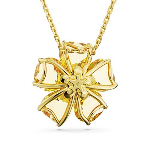 SWAROVSKI Florere Necklace with Flower Motif and Yellow Crystal Petals on a Gold-Tone Finished Chain, Part of the Florere Collection