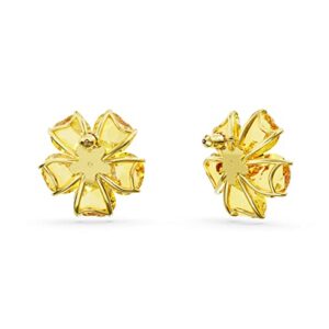 Swarovski Florere Pierced Stud Earrings with Yellow Crystals in Flower Motif on Gold-Tone Finish, Part of the Swarovski Florere Collection